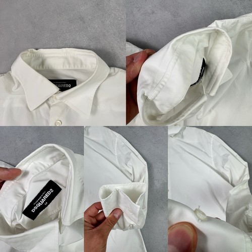 DSQUARED2 Men’s Shirt White Classic Button-Up Cotton Sz 54 Italian Dress - Picture 21 of 22