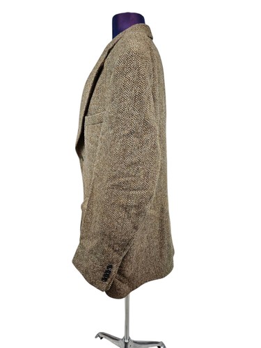 Harris Tweed Lands' End Handwoven Wool Beige Herringbone Sports Coat Size 44R - Picture 5 of 12