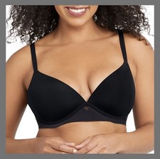 Maidenform One Fab Fit Wireless Demi Bra Black Mesh Keyhole Convertible NWT 32DD
