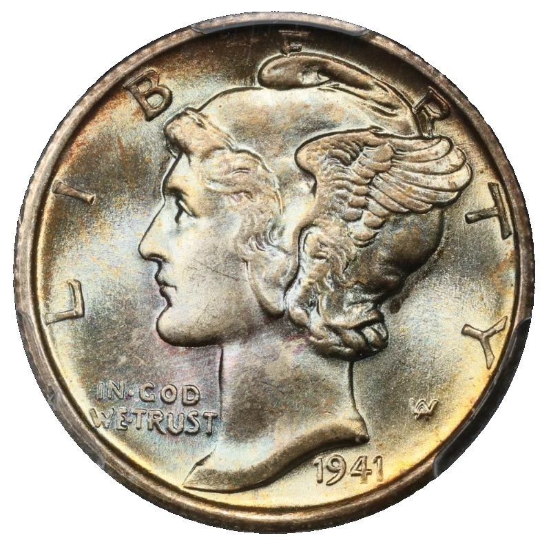 完全未使用) アメリカ合衆国 マーキュリーダイム(10セント)銀貨1941 S