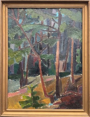 Impressionist Waldinneres Danish Midcentury Ölbild 76x58cm 