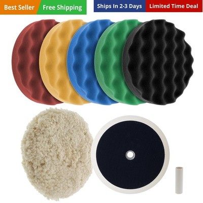 Professional 6 Pad Buffing and Polishing Kit with 5 Waffle Foam Pads and 1 Wo...
