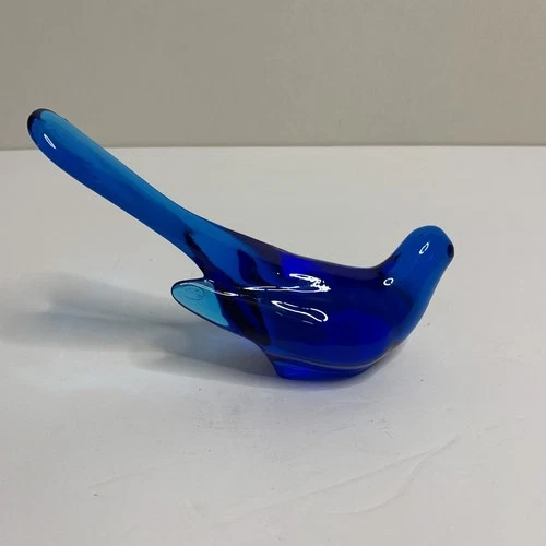 Vintage Fenton Cobalt Blue Bird With Long Tail~7in ~Marked