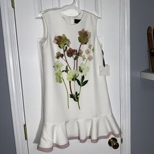 Victoria Beckham Target Girls' Pressed Floral Ruffle Hem Dress Size L NWT!