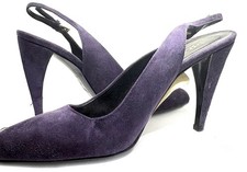  895 PRADA CALZATURE DONNA INDACO LEATHER SUADE POINTED TOE HEEL SIZE EU 37/US 7
