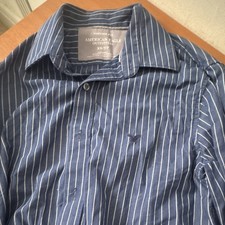 American Eagle Vintage Fit Slim XS Blue/White Striped Cotton Dress Shirt 32/33
