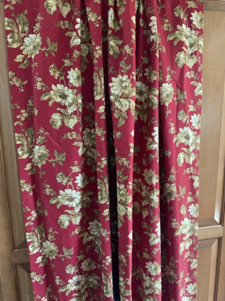 "CORTINAS PERSONALIZADAS RALPH LAUREN~FLORALES ELIZABETH~ROSAS ROJAS Y DORADAS~4 JUEGOS DISPONIBLES~83""L Foto 3 de 4