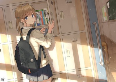 Anime Art 2D Portrait Display Schoolgirl Blonde 11x17 Poster