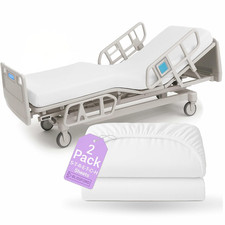 2 Pack Fitted Hospital Bed Sheets with Elastic All Around for a Perfect Fit -...