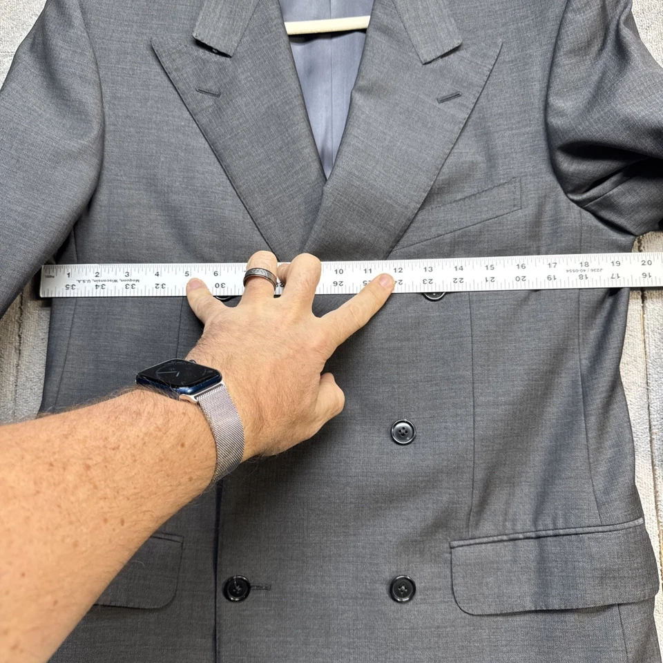 Traje de Lana Trofeo Ermenegildo Zegna Para Hombres Gris Doble Pecho 38R Hecho en Italia Foto 4 de 4