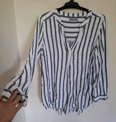 New Comfortable Viscose Striped Long Sleeve Shirt Top Size 12 Medium $4 EXPRESS