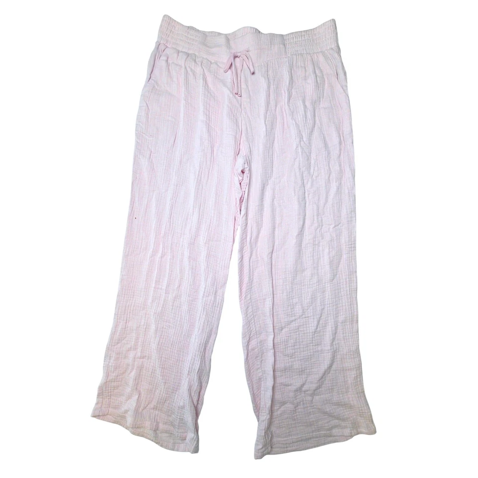 JM Collection Womens Pants Plus 1X Lilac Sky Woven Wide Leg Gauze Drawstring NWT - Image 2 of 4