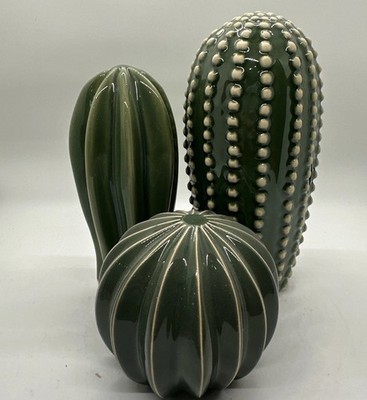 IKEA Cactus Set of 3 Ceramic Table Decor Green Southwest