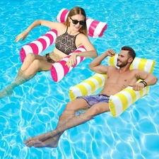 2 Pack Inflatable Pool Hammocks 4-In-1 with Mesh Bottom for Adults
