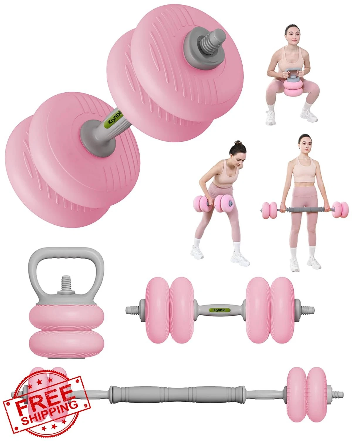 kisnbld Dumbbell Set Pink
