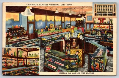 Chee Wo Tong Co. Chinese Emporium Chicago Illinois IL Linen 1939 Postcard