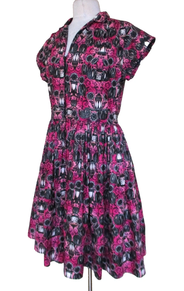 Bernie Dexter Kelly Dress Dark Love Metallic Pink Black Cotton M Women - Image 3 of 4