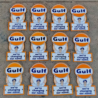 12X GULF MOTOR OIL PORCELAIN ENAMEL SIGN BOARD SIZE 8"X 5" INCHES SINGLE SIDED