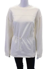 Athleta Womens Long Sleeve Drawstring Oversized Scoop Neck Top White Size XL