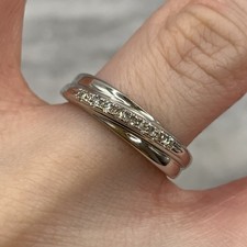 Diamond Ring 9 ct Gold Crossover Band in 375 White Gold - Size K