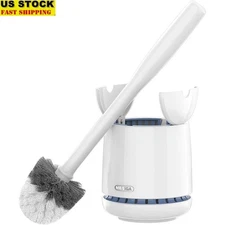 Durable Toilet Brush Ergonomic Handle Ventilated Holder Replaceable Bristles New
