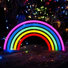 Rainbow Neon Light Signs Wall Decoration USB Powered or Battery Night Light N...