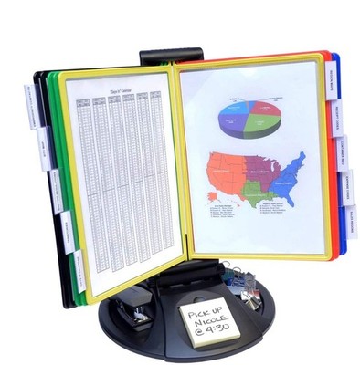 AdjustaView 10-Pocket Desk Reference Organizer with Supplies Storage Base and...