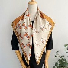 14 Momme Twill 100 Silk Mulberry Scarf 35'' Square Shawl Wrap Horse print Soft