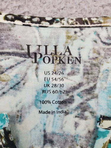 Abito donna Ulla Popken stampa tropicale maglia linea A impero taglia 24/26 nuovo con etichette - Foto 2 di 21