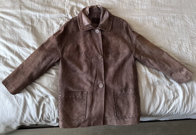 FENDI Pelle Brown Suede Leather Jacket Coat Made Italy Women s Petite S/M