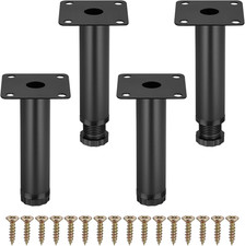Möbelbeine 4 Stück 10 cm verstellbar Schwarz Metall für Schrank Tisch Sofa