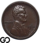 1914-S Lincoln Cent Wheat Penny, Better San Francisco Issue, XF
