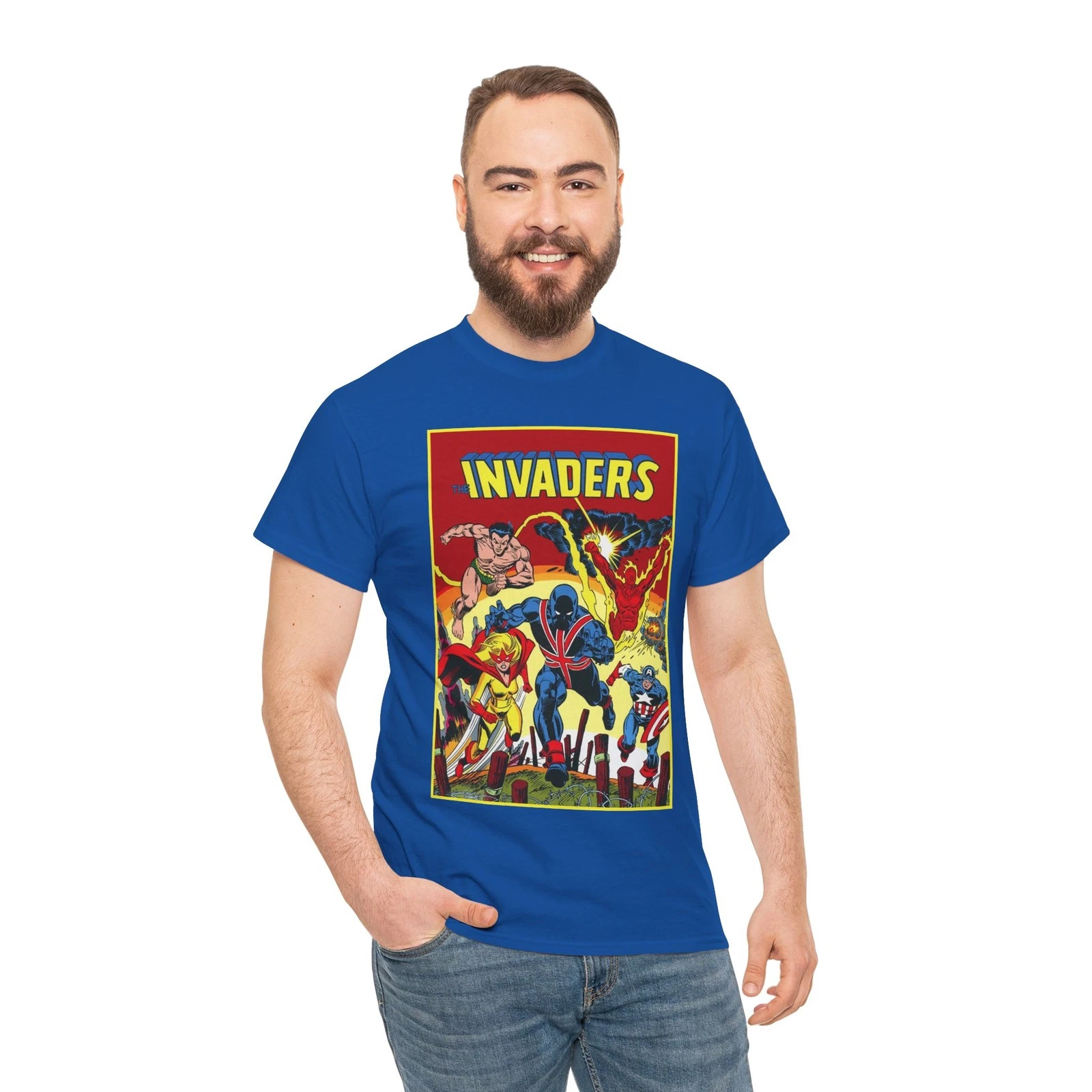Invaders T-Shirt - Captain America, Human Torch, Namor, Spitfire - Marvel Comics