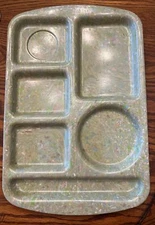 Vintage Confetti Green Speckled Divided Lunch Cafeteria Tray