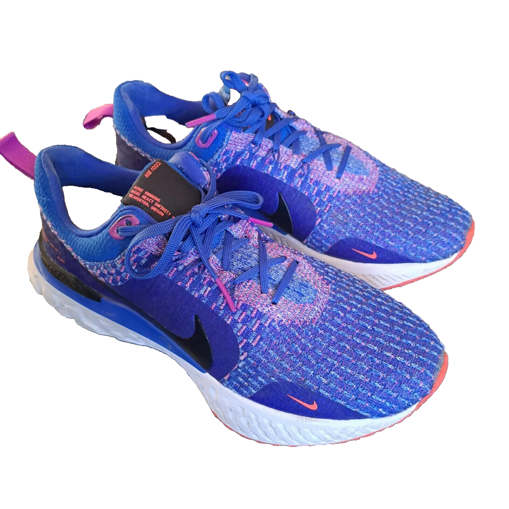 Nike React Infinity Run Flyknit 3 Womens Sneakers in Racer Blue Crimson Size 8