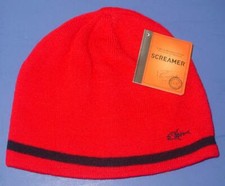 Screamer Snowboards Red Beanie Skully Hat Hipster Y2L NOS Vintage S40