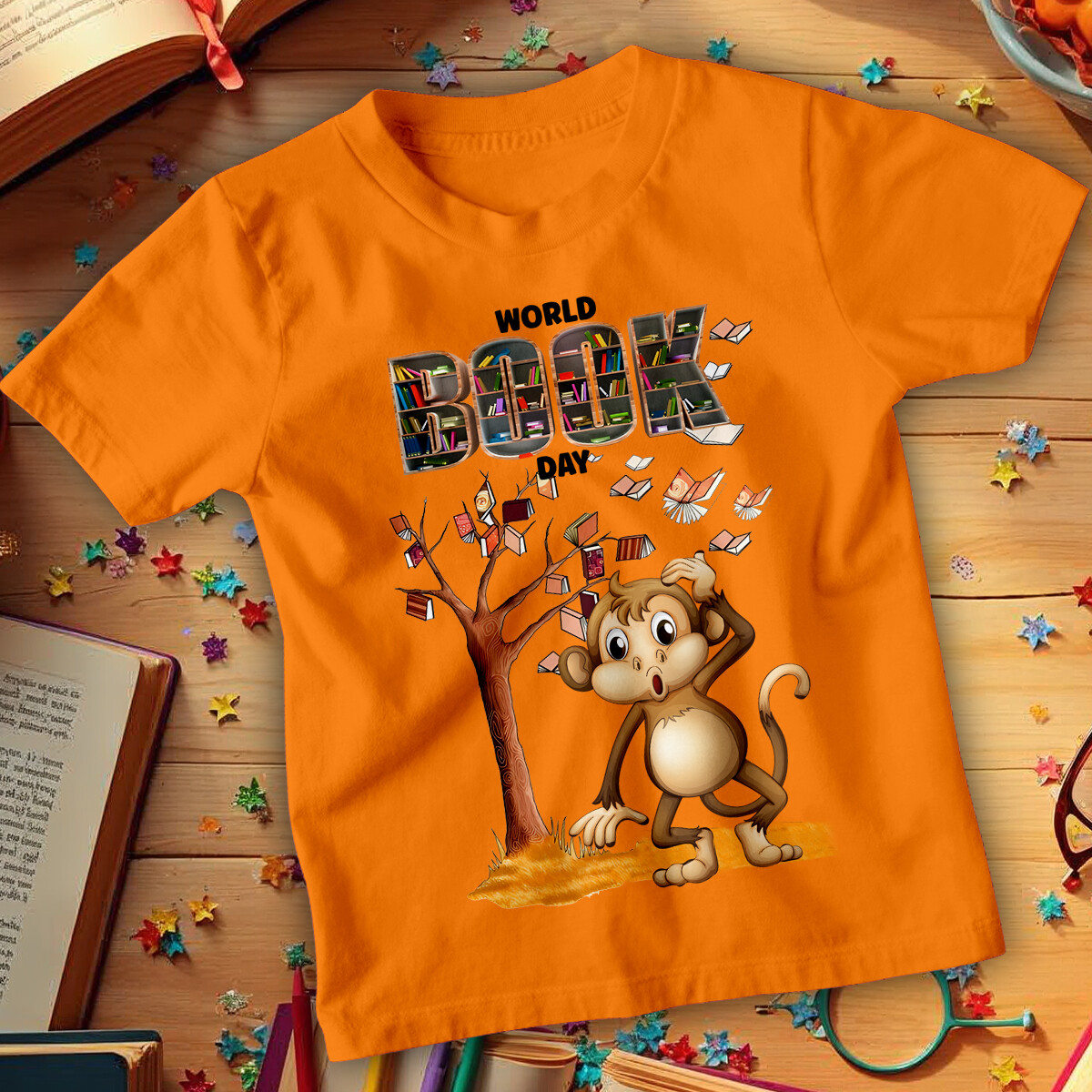Boys And Girls Monkey World Book Day T-Shirts Tee Costume Outfits