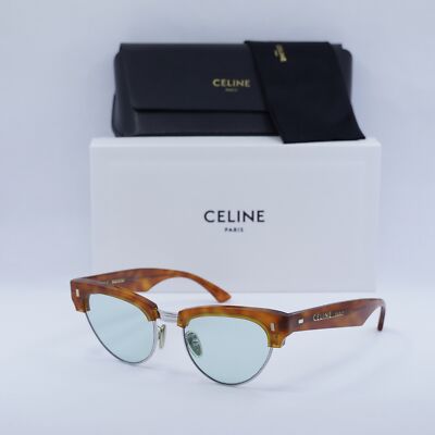Celine CL40059U 18N Light Havana/Blue 51-18-145 Sunglasses  display picture 2
