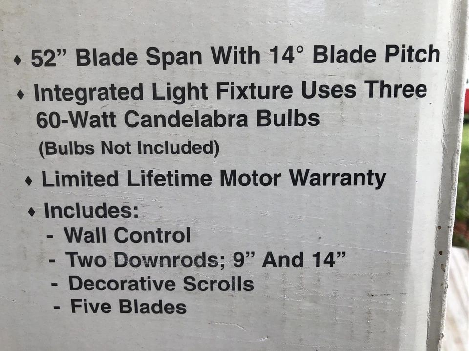 Big As Fan  52", NOS Low Profile Light, Brushed Nickel Pewter Strovero, 5 Blades - Image 4 of 4