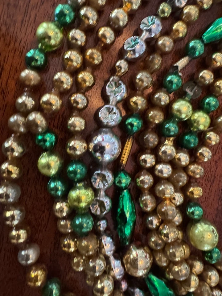 Vtg-Antique Mercury Glass Bead 5/8-"Tree Garland Multi Color & Shapes 18ft&3in. - Image 4 of 4