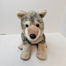 Wild Republic Sitting Gray Wolf Plush Dog Husky Stuffed Animal Toy 2017