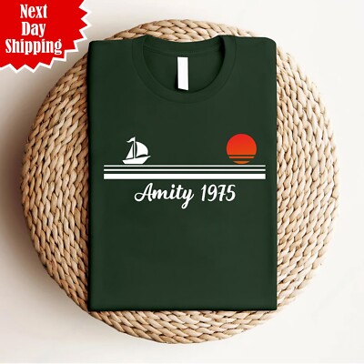 Amity 1975 Island Herren T-Shirt Retro Kiefer bedruckt 100% Baumwolle Geschenk Sommer T Top