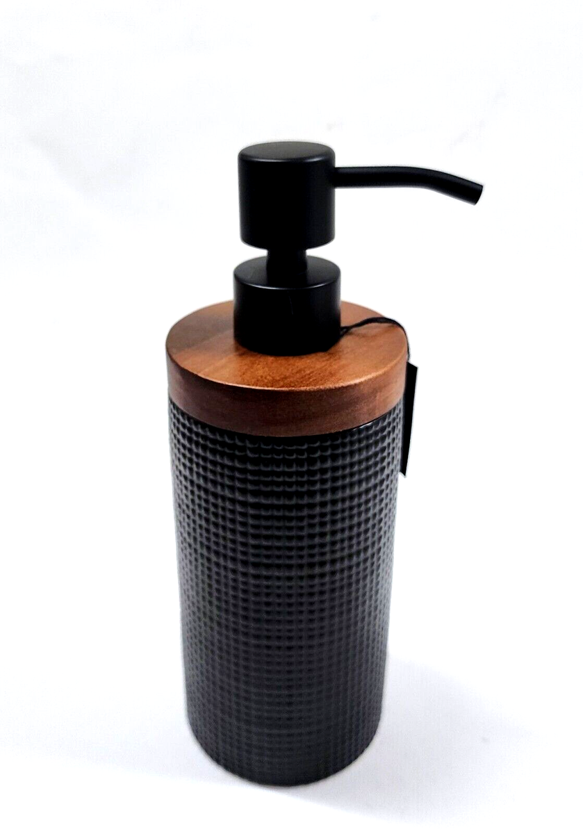 【Tamori】 NEW TAHARI 3D TEXTURE BLACK CERAMIC,THE TOP HAS WOOD ACCENT SOAP