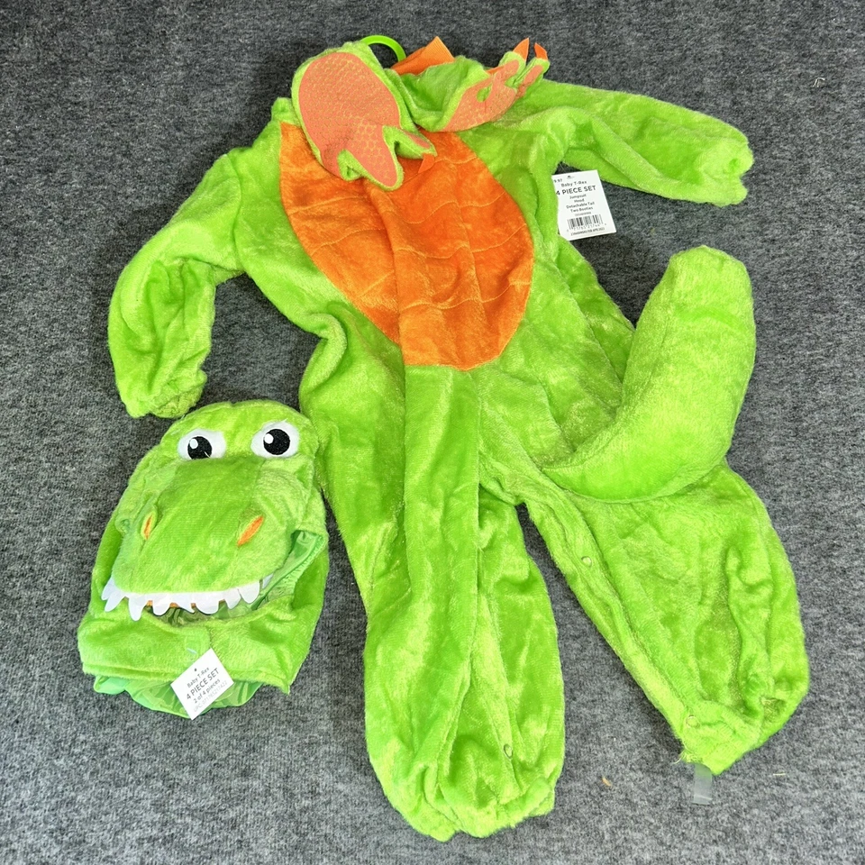 Fun World 4 Piezas T-Rex Dinosaurio Verde Disfraz 12-18mo Máscara Botines Cola Conjunto Foto 4 de 4