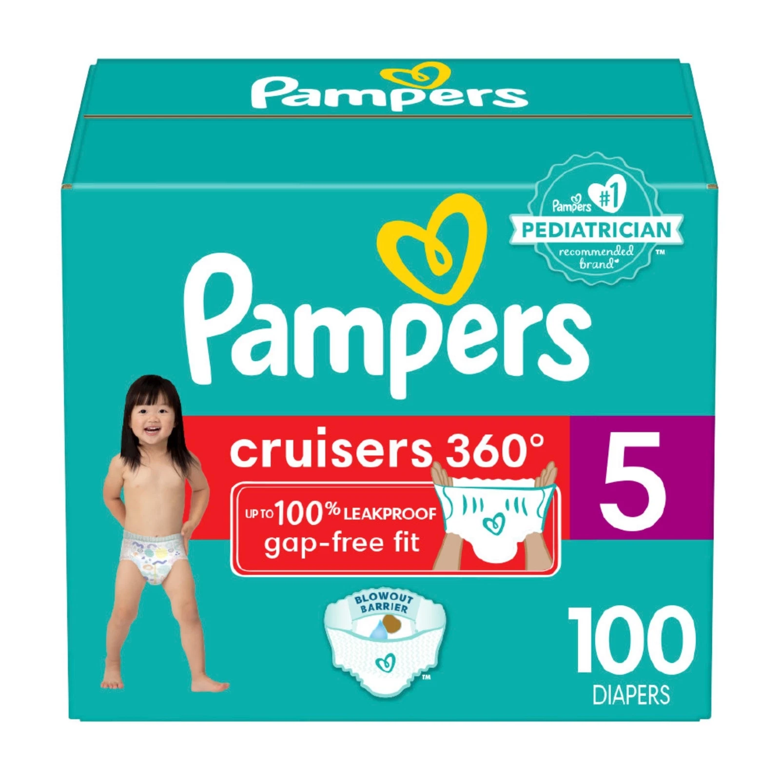 Pampers Cruisers 360 Size 5 Pull On Baby Diapers White Leakproof Protection