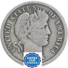 One 1 Barber Liberty Dime silver great coin nice problem free G-VG FREE SHIPPING