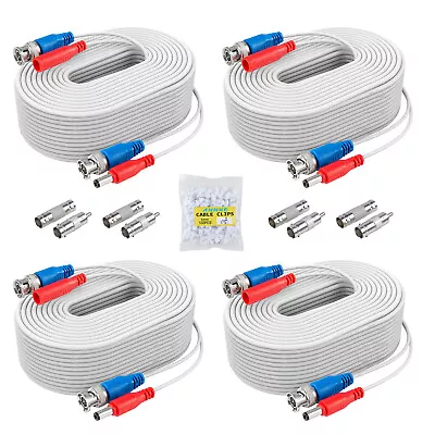 ANNKE 4X 100ft White Video Power Cable BNC RCA Wire for Security Camera System