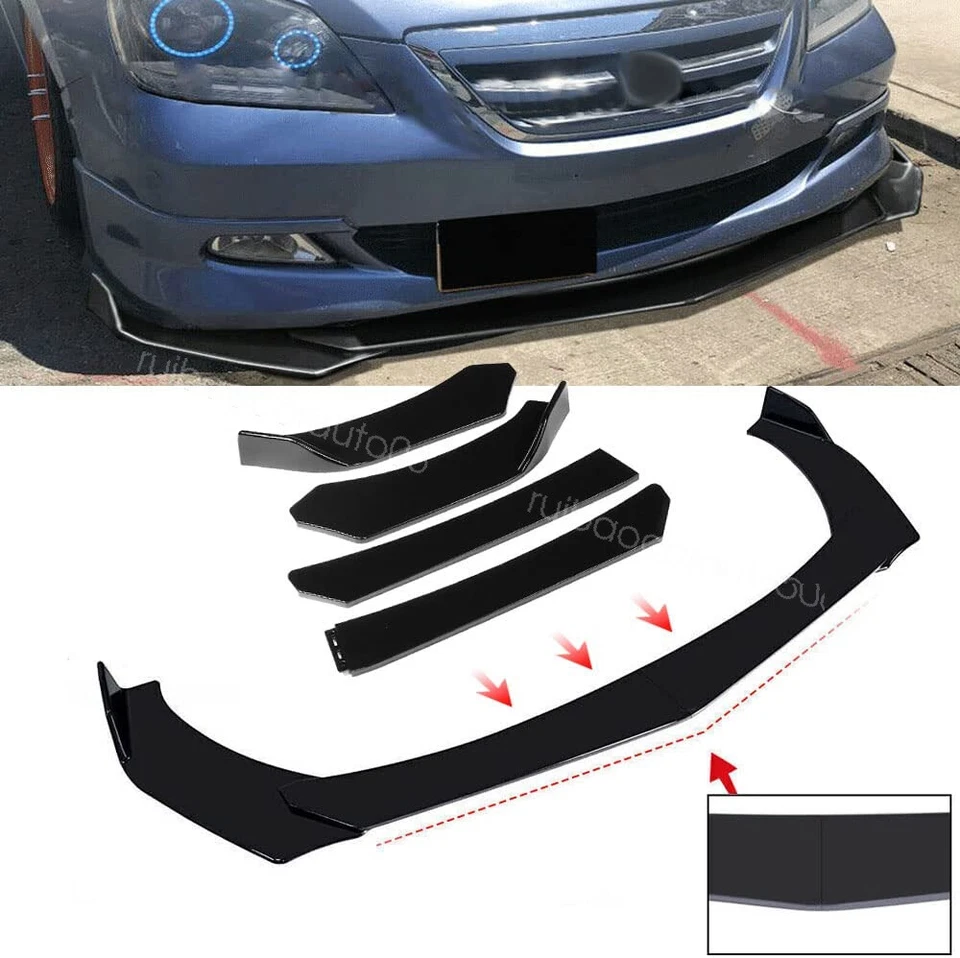 Front Bumper Lip Splitter Spoiler Kit+Rods+Side Skirts For Mitsubishi Galant GT - Изображение 4 из 4