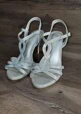 Dream Paris Womens Amore Fashion Stilettos Silver Halographic Rhinestones Size:7