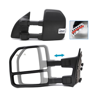 Pair Tow Mirrors Fits 1999-2007 Ford F250 F350 F450 F550 SD Power Heated Signal